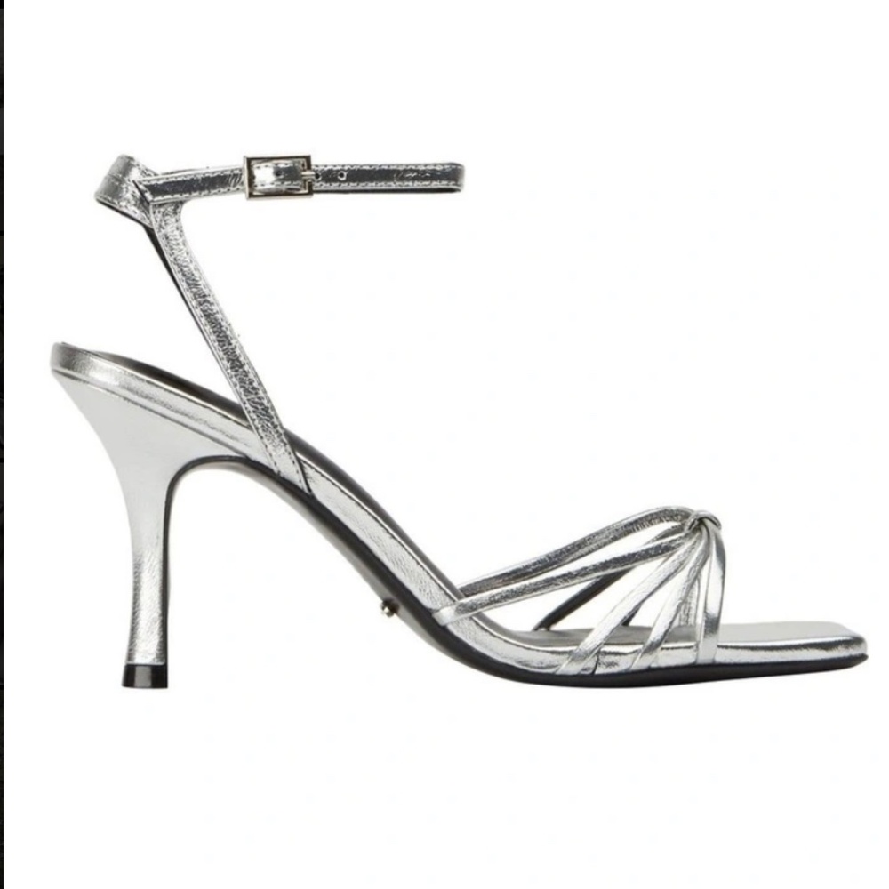 Tony Bianco Charm Heels in Silver Foil in Size 8.5